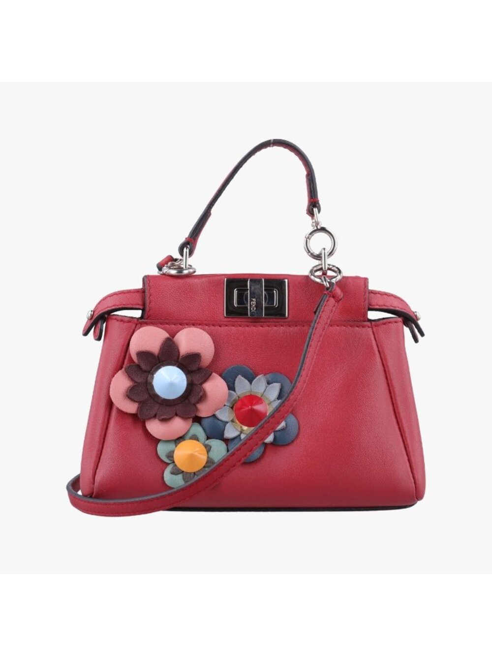 Fendi Micro Peekaboo Red Multi Lambskin Handbag